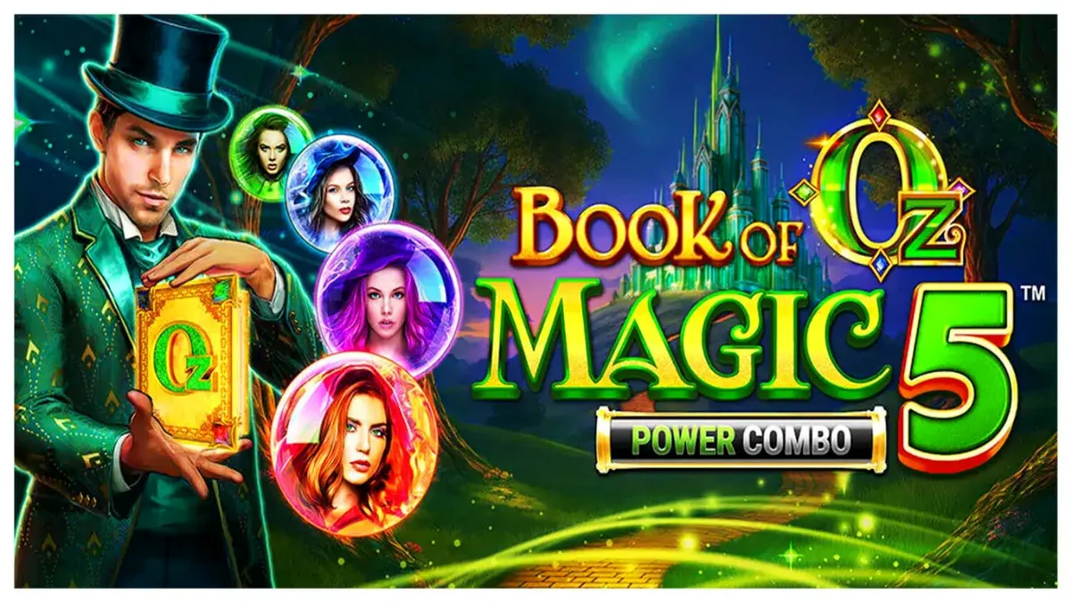 Book of Oz Magic 5 Power Combo স্লট গেমের ইন্টারফেস এবং জাদুকরী থিম
